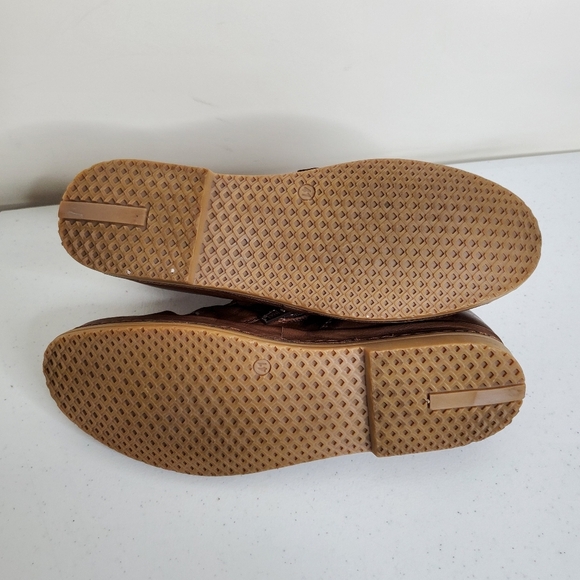 Lemon n’ Lime Leather Ankle Boot Size 41 Brown Lace-up Scrunch Comfort Bootie - Picture 9 of 16